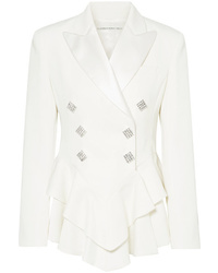 Женский белый шерстяной пиджак с украшением от Alessandra Rich