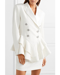 Женский белый шерстяной пиджак с украшением от Alessandra Rich