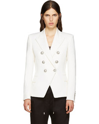 Женский белый шерстяной пиджак от Balmain