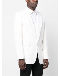 Мужской белый шерстяной пиджак от Alexander McQueen