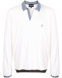 Мужской белый шерстяной свитер с воротником поло от Giorgio Armani