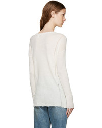 Женский белый шерстяной свитер от Helmut Lang