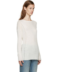 Женский белый шерстяной свитер от Helmut Lang