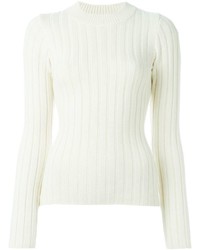 Женский белый шерстяной свитер от MM6 MAISON MARGIELA