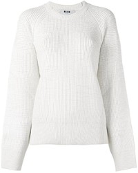 Женский белый шерстяной свитер от MSGM