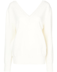 Женский белый шерстяной свитер от Victoria Beckham