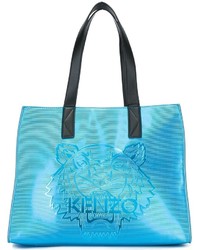 Бирюзовая кожаная большая сумка от Kenzo