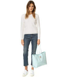 Бирюзовая кожаная большая сумка от Versace