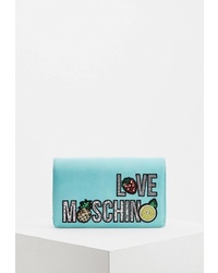 Бирюзовая кожаная сумка через плечо с украшением от Love Moschino