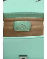 Бирюзовая кожаная сумка через плечо от Braccialini