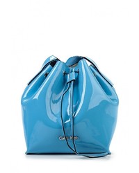Бирюзовая кожаная сумка через плечо от Calvin Klein Jeans