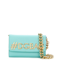 Бирюзовая кожаная сумка через плечо от Dolce & Gabbana