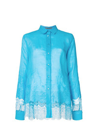 Бирюзовая кружевная блуза на пуговицах от Ermanno Scervino