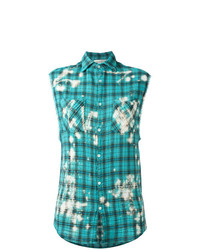 Женская бирюзовая рубашка без рукавов в шотландскую клетку от Faith Connexion