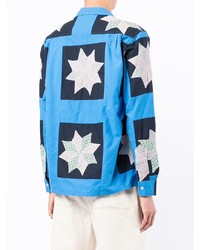 Мужская бирюзовая рубашка с длинным рукавом с вышивкой от Bode