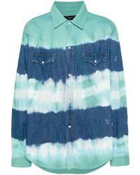 Бирюзовая рубашка с длинным рукавом с принтом тай-дай