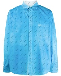 Мужская бирюзовая рубашка с длинным рукавом с принтом от Balenciaga