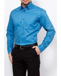 Мужская бирюзовая рубашка с длинным рукавом от GREG