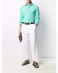 Мужская бирюзовая рубашка с длинным рукавом от Fedeli