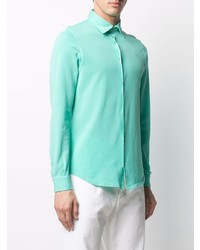 Мужская бирюзовая рубашка с длинным рукавом от Fedeli