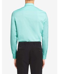 Мужская бирюзовая рубашка с длинным рукавом от Prada