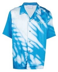 Мужская бирюзовая рубашка с коротким рукавом с принтом тай-дай от BLUE SKY INN