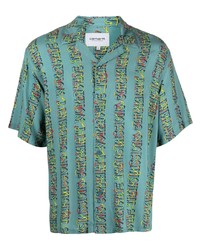 Мужская бирюзовая рубашка с коротким рукавом с принтом от Carhartt WIP
