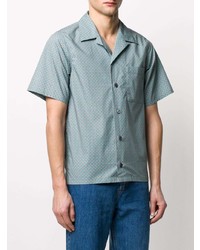 Мужская бирюзовая рубашка с коротким рукавом с принтом от Kenzo