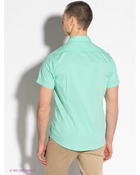 Мужская бирюзовая рубашка с коротким рукавом от F5