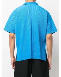 Мужская бирюзовая рубашка с коротким рукавом от Homme Plissé Issey Miyake