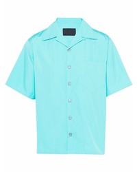 Мужская бирюзовая рубашка с коротким рукавом от Prada