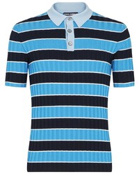 Мужская бирюзовая футболка-поло в горизонтальную полоску от Dolce & Gabbana