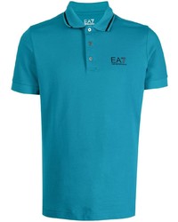 Мужская бирюзовая футболка-поло с принтом от Ea7 Emporio Armani