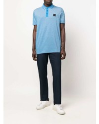 Мужская бирюзовая футболка-поло от BOSS