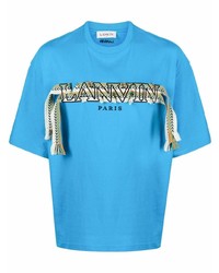 Мужская бирюзовая футболка с круглым вырезом с вышивкой от Lanvin