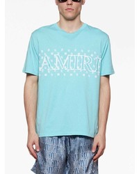 Мужская бирюзовая футболка с круглым вырезом с "огурцами" от Amiri