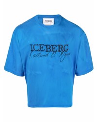 Мужская бирюзовая футболка с круглым вырезом с принтом тай-дай от Iceberg