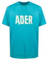 Мужская бирюзовая футболка с круглым вырезом с принтом от Ader Error