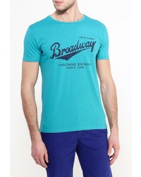 Мужская бирюзовая футболка с круглым вырезом с принтом от Broadway