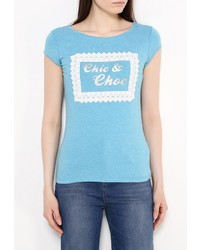 Женская бирюзовая футболка с круглым вырезом с принтом от Concept Club