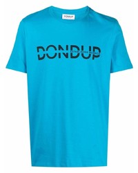 Мужская бирюзовая футболка с круглым вырезом с принтом от Dondup