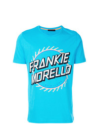 Мужская бирюзовая футболка с круглым вырезом с принтом от Frankie Morello