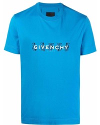 Мужская бирюзовая футболка с круглым вырезом с принтом от Givenchy
