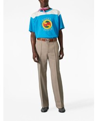 Мужская бирюзовая футболка с круглым вырезом с принтом от Gucci