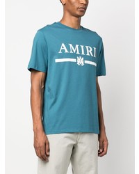 Мужская бирюзовая футболка с круглым вырезом с принтом от Amiri