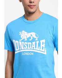 Мужская бирюзовая футболка с круглым вырезом с принтом от Lonsdale