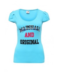 Женская бирюзовая футболка с круглым вырезом с принтом от Marshall Original