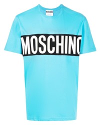 Мужская бирюзовая футболка с круглым вырезом с принтом от Moschino