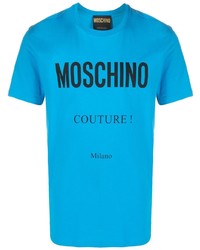 Мужская бирюзовая футболка с круглым вырезом с принтом от Moschino