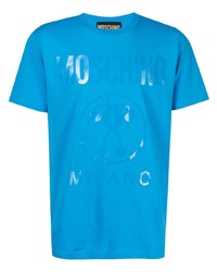 Мужская бирюзовая футболка с круглым вырезом с принтом от Moschino